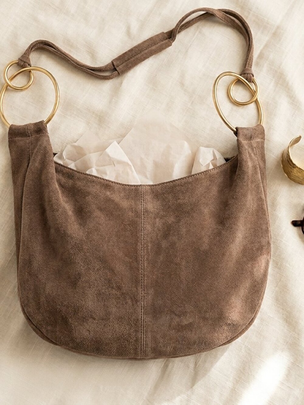 Brown Suede Marlon large shoulder bag Italy